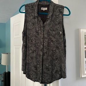 Vans collared button down black with white dots tank size xl